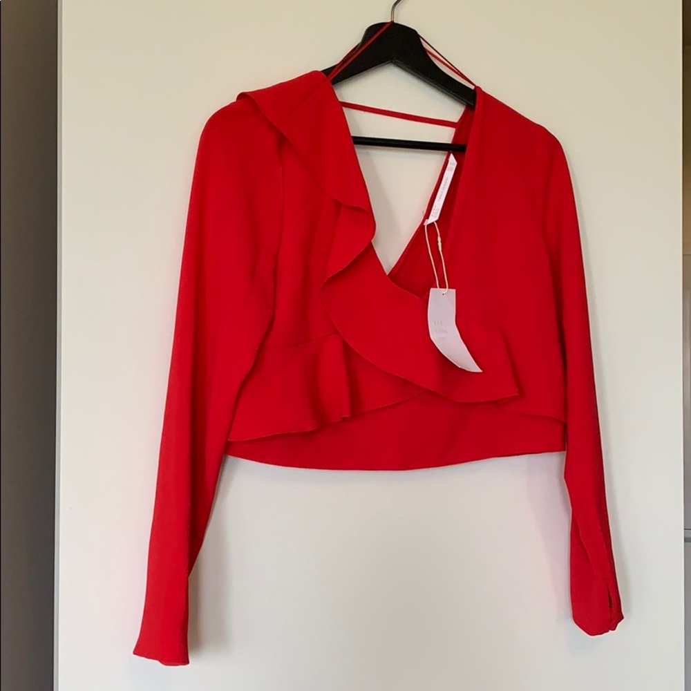 Red long sleeve crop top